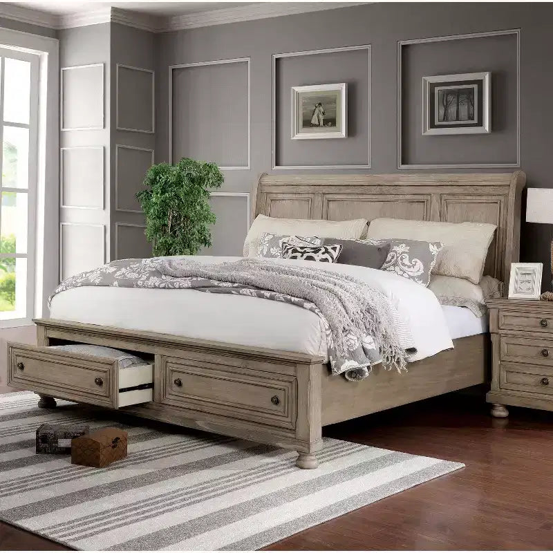 Ensemble 2 pièces lit Queen et commode gris - HOMES: Inside + Out