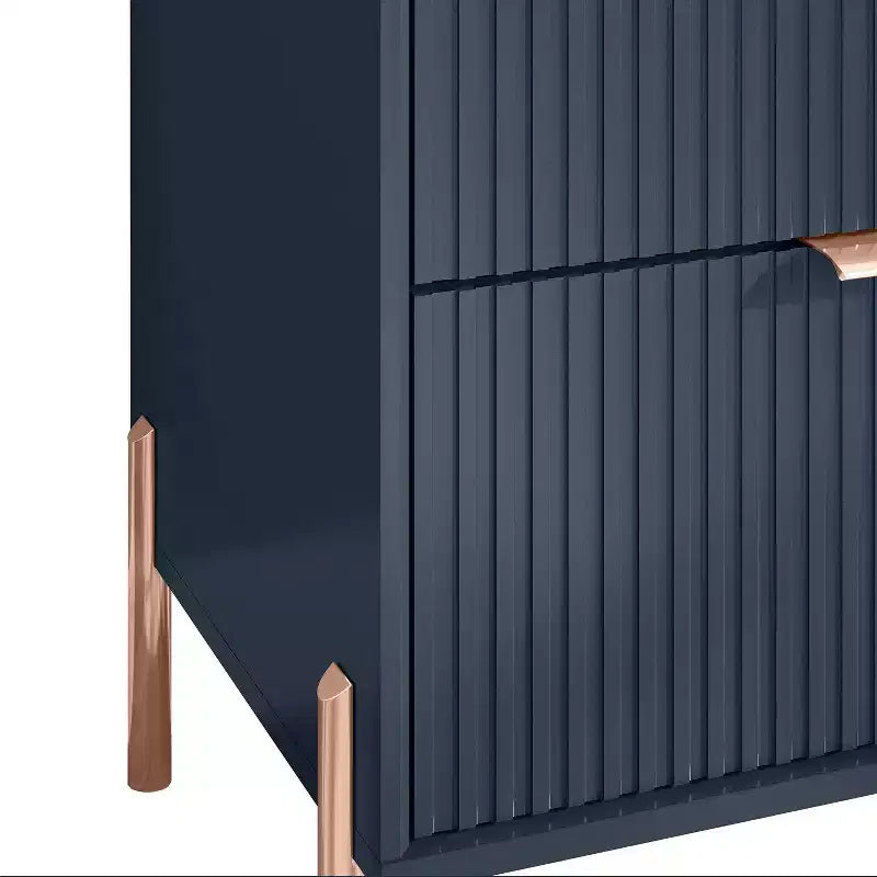Festivo Lot de 3 tables de chevet 3 tiroirs et commode 3 tiroirs bleu marine au design moderne et élégant