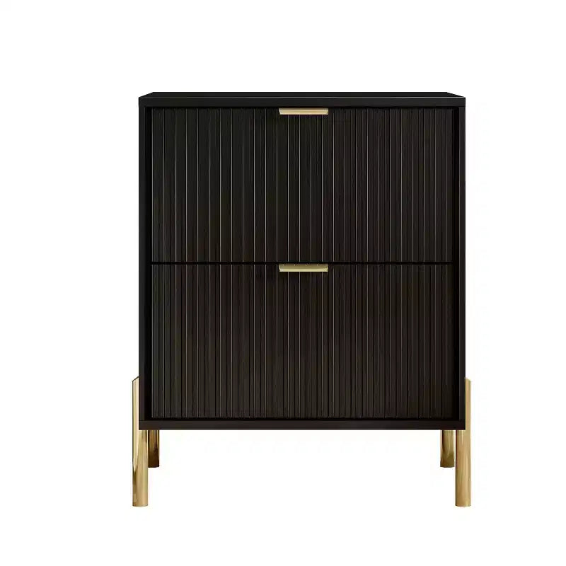 Festivo Ensemble de 2 tables de chevet à 2 tiroirs et d'une commode à 3 tiroirs, style moderne et élégant, couleur noire