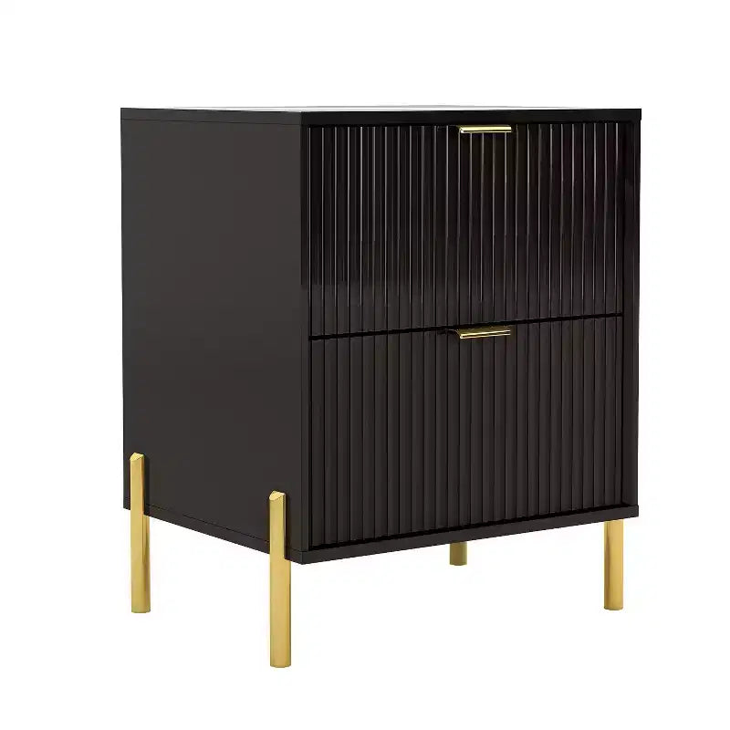 Festivo Ensemble de 2 tables de chevet à 2 tiroirs et d'une commode à 3 tiroirs, style moderne et élégant, couleur noire