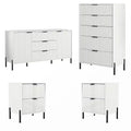 Festivo 4pc Modern Elegance Bedremm Chest and Dresser and 2 Drawer Nightstands Set Off-White