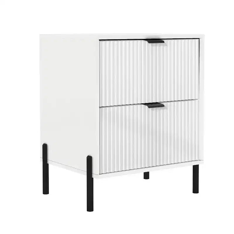 Festivo Ensemble Moderne de Chambre Élegante 4 pièces avec Commode, Coiffeuse et 2 Tables de Chevet Blanc cassé