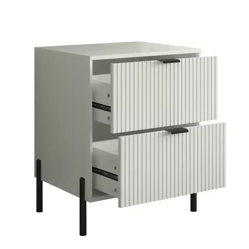 Festivo Ensemble Moderne de Chambre Élegante 4 pièces avec Commode, Coiffeuse et 2 Tables de Chevet Blanc cassé