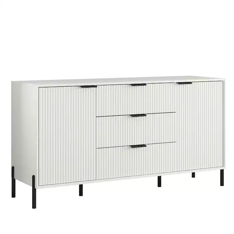 Festivo Ensemble Moderne de Chambre Élegante 4 pièces avec Commode, Coiffeuse et 2 Tables de Chevet Blanc cassé
