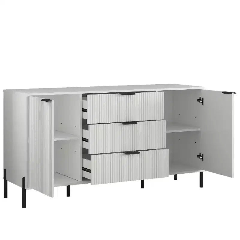Festivo Ensemble Moderne de Chambre Élegante 4 pièces avec Commode, Coiffeuse et 2 Tables de Chevet Blanc cassé