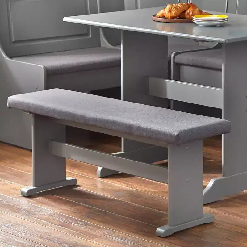Ensemble de salle à manger Buylateral 3 pièces Polly Farmhouse avec banquette d'angle et table en bois massif