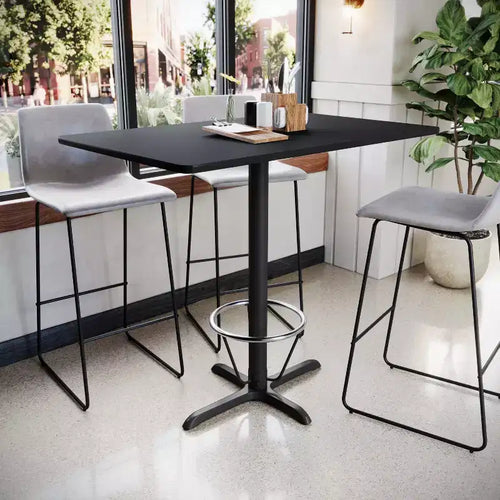 Table de bar rectangulaire en stratifié 30x48 avec pied en anneau 23.5x29.5
