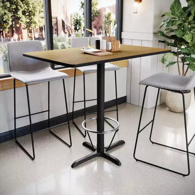 Table de bar rectangulaire en stratifié 30x48 avec pied en anneau 23.5x29.5