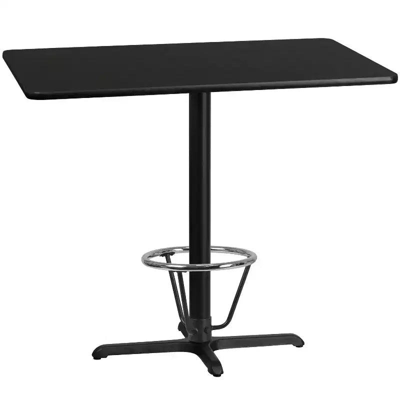 Table de bar rectangulaire en stratifié 30x48 avec pied en anneau 23.5x29.5