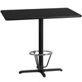 Table de bar rectangulaire en stratifié 30x48 avec pied en anneau 23.5x29.5