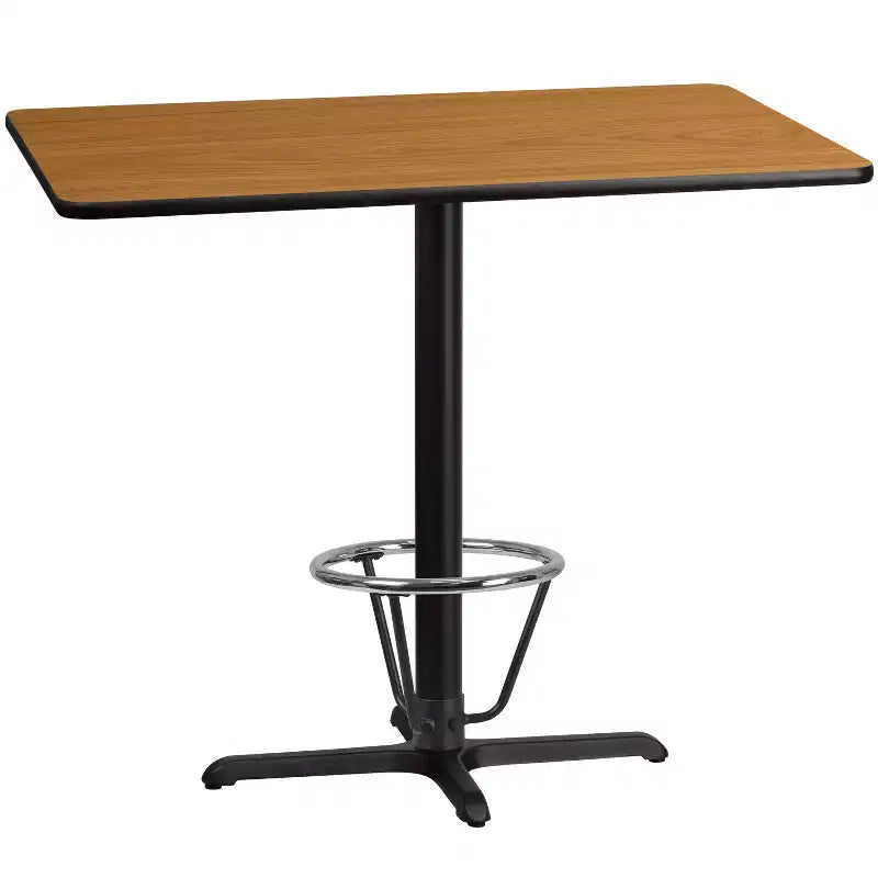Table de bar rectangulaire en stratifié 30x48 avec pied en anneau 23.5x29.5