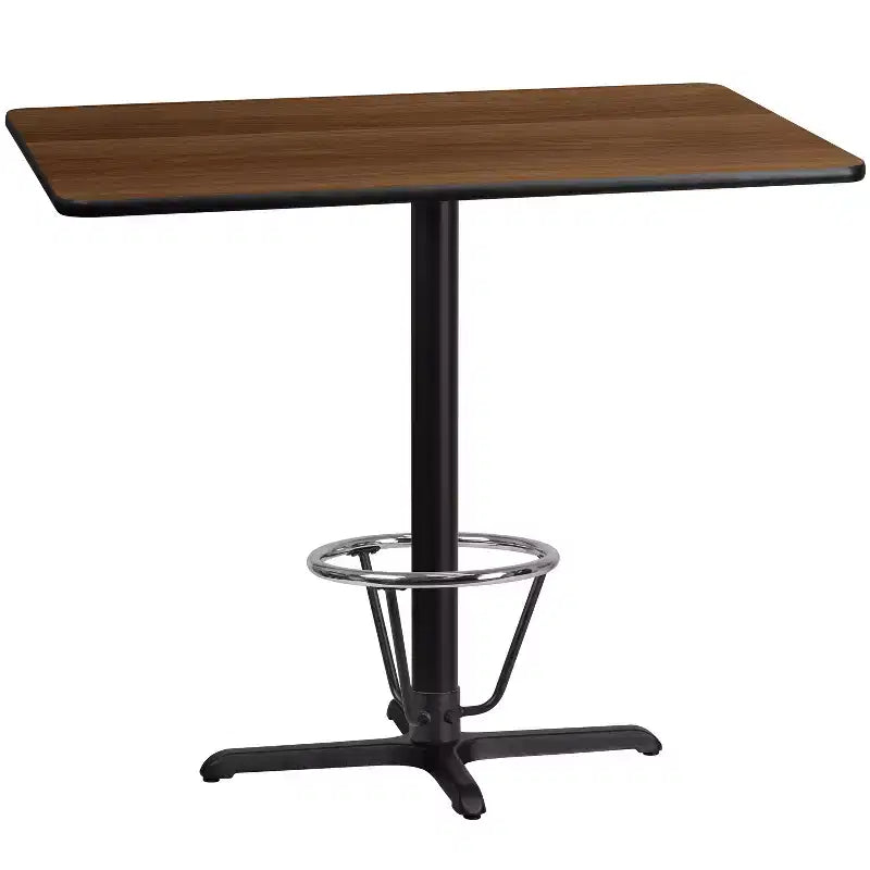Table de bar rectangulaire en stratifié 30x48 avec pied en anneau 23.5x29.5