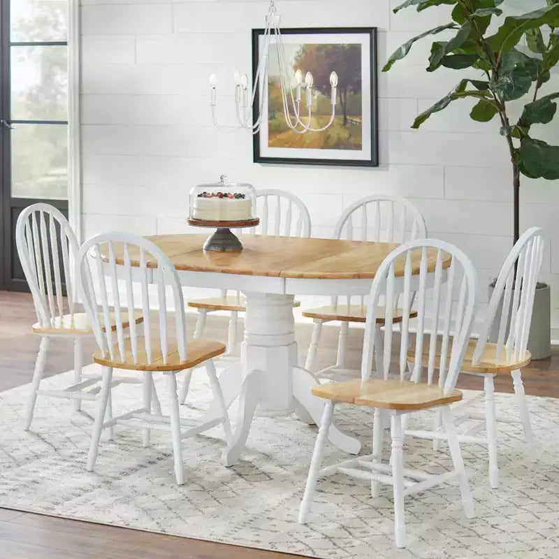 Ensemble de salle à manger extensible 7 pièces en bois massif Lancaster Farmhouse Buylateral