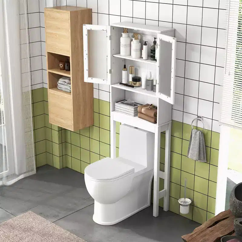 Meuble de rangement en bois pour toilettes, étagère de salle de bain peu encombrante