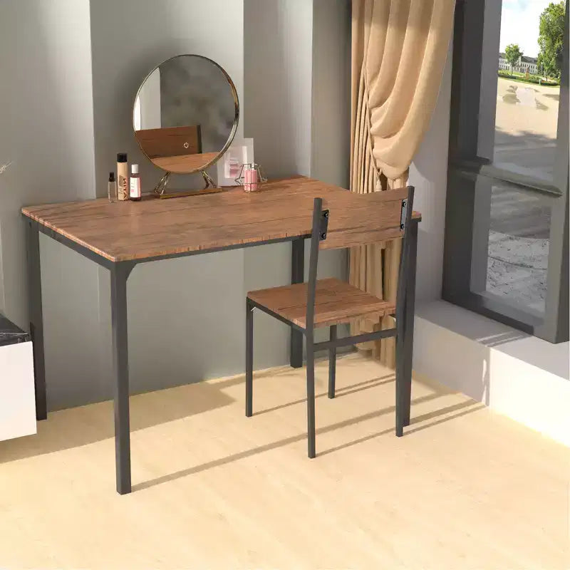 Ensemble table à manger 4 pièces Costway, bureau rustique, 2 chaises et banc avec étagère de rangement