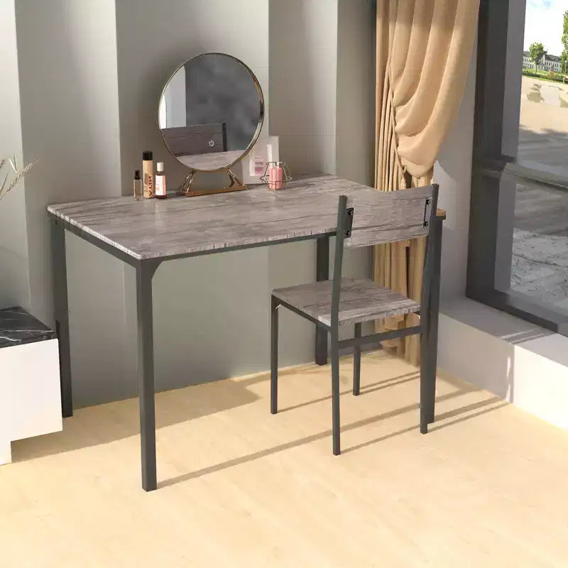 Ensemble table à manger 4 pièces Costway, bureau rustique, 2 chaises et banc avec étagère de rangement