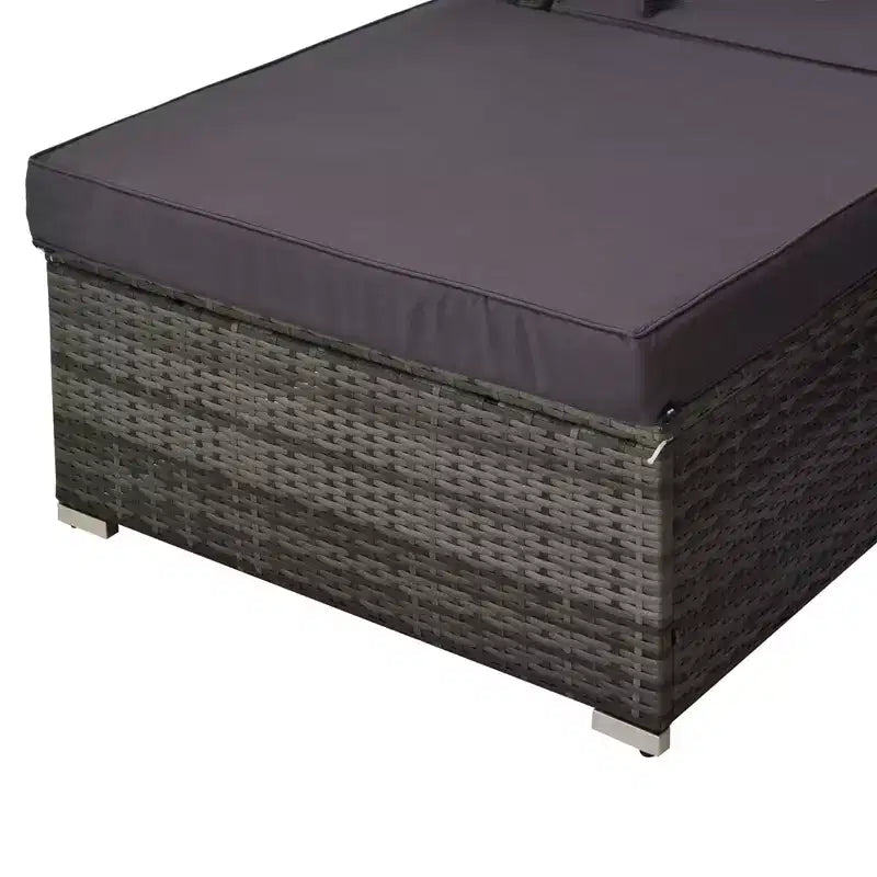 Outsunny Ensemble de mobilier de jardin 5 pièces, Canapé de terrasse, Canapé en rotin PE, Coussins, Oreillers, Ottoman, Table basse