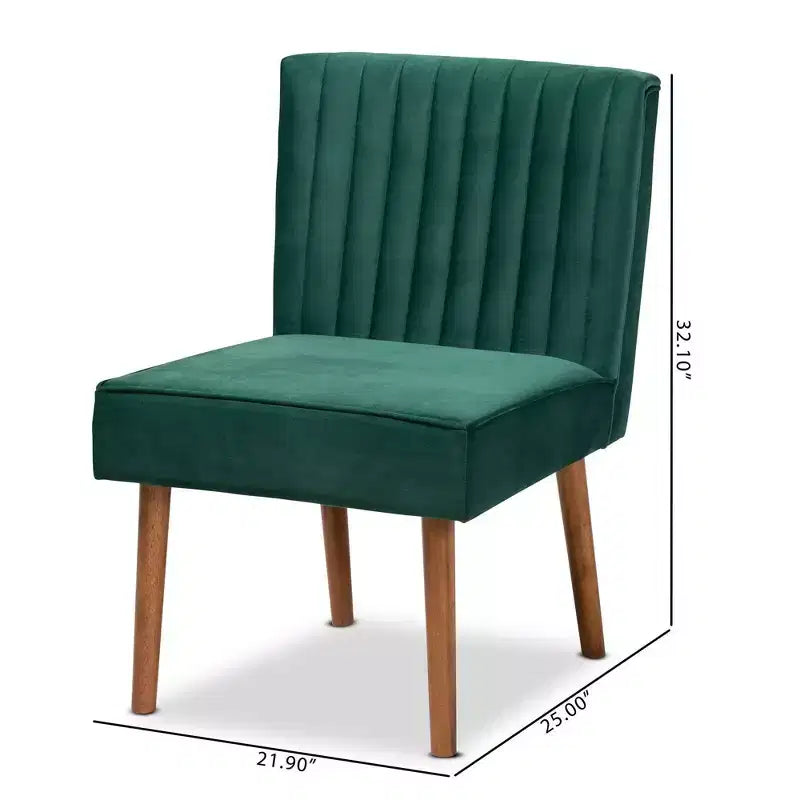 Chaise de salle à manger en velours et bois -