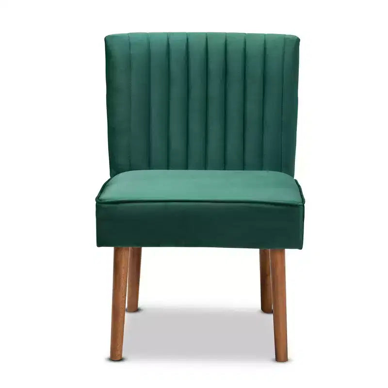Chaise de salle à manger en velours et bois -