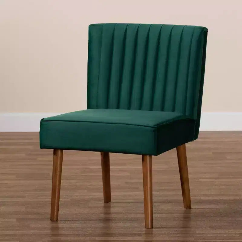 Chaise de salle à manger en velours et bois -