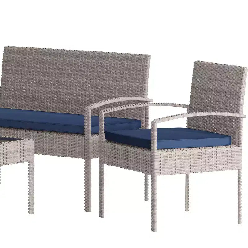 Flash Furniture Ensemble de patio 4 pièces Aransas avec structure en acier et coussins