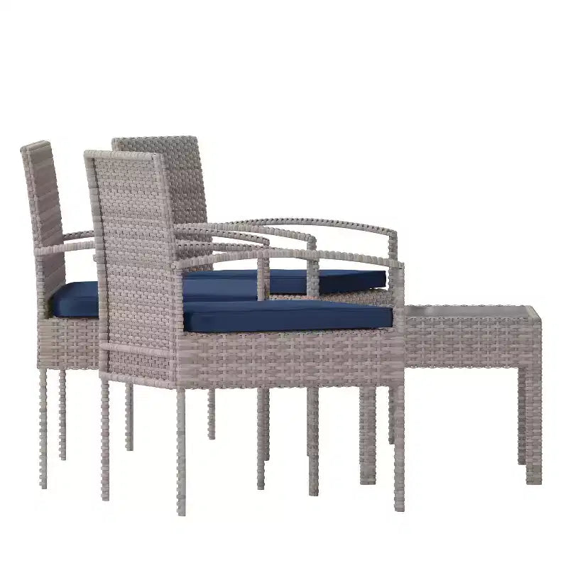 Flash Furniture Ensemble de patio 4 pièces Aransas avec structure en acier et coussins