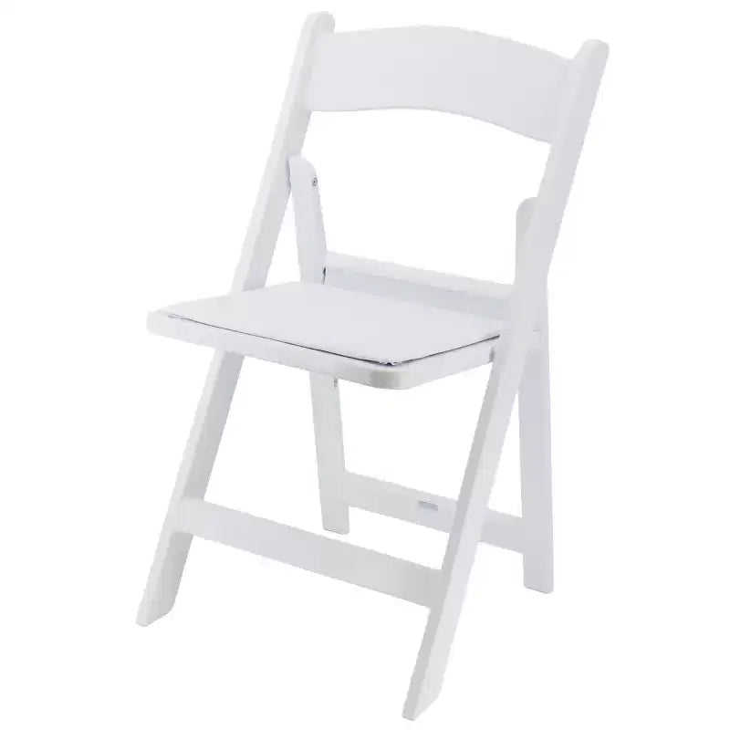 Chaise pliante en résine Elama 4 pièces en plastique blanc avec coussin d'assise amovible