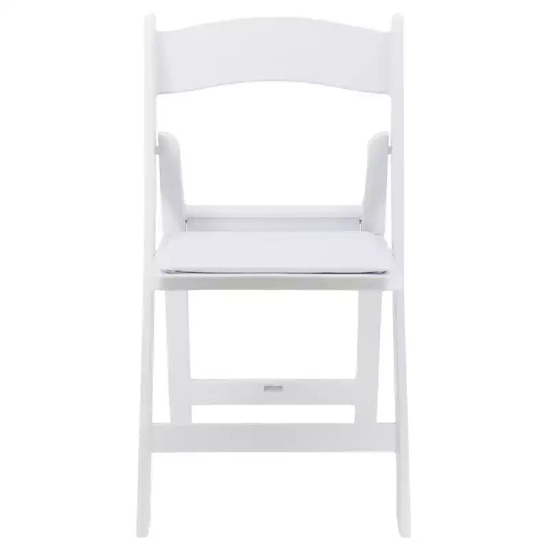 Chaise pliante en résine Elama 4 pièces en plastique blanc avec coussin d'assise amovible