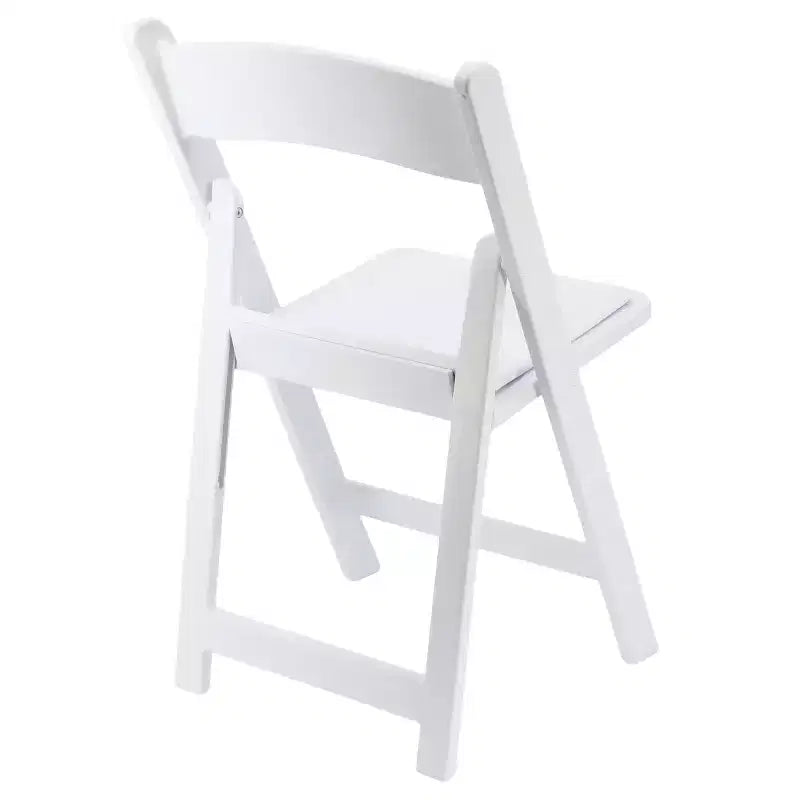 Chaise pliante en résine Elama 4 pièces en plastique blanc avec coussin d'assise amovible