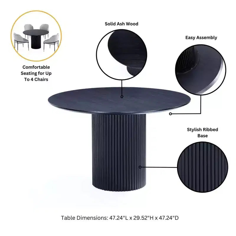 Manhattan Comfort – Ensemble repas rond Hathaway and Flor 5 pièces de 120 cm