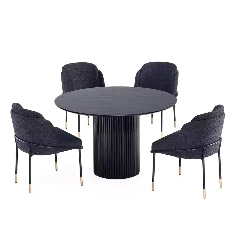 Manhattan Comfort – Ensemble repas rond Hathaway and Flor 5 pièces de 120 cm