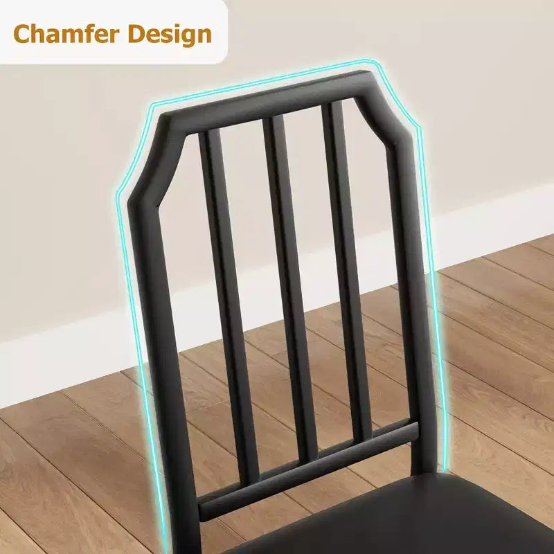Ensemble table et chaises de salle à manger pour 4 personnes, table de cuisine et chaises pour 4 avec design chanfreiné, ensemble de salle à manger 5 pièces avec sièges coussinés