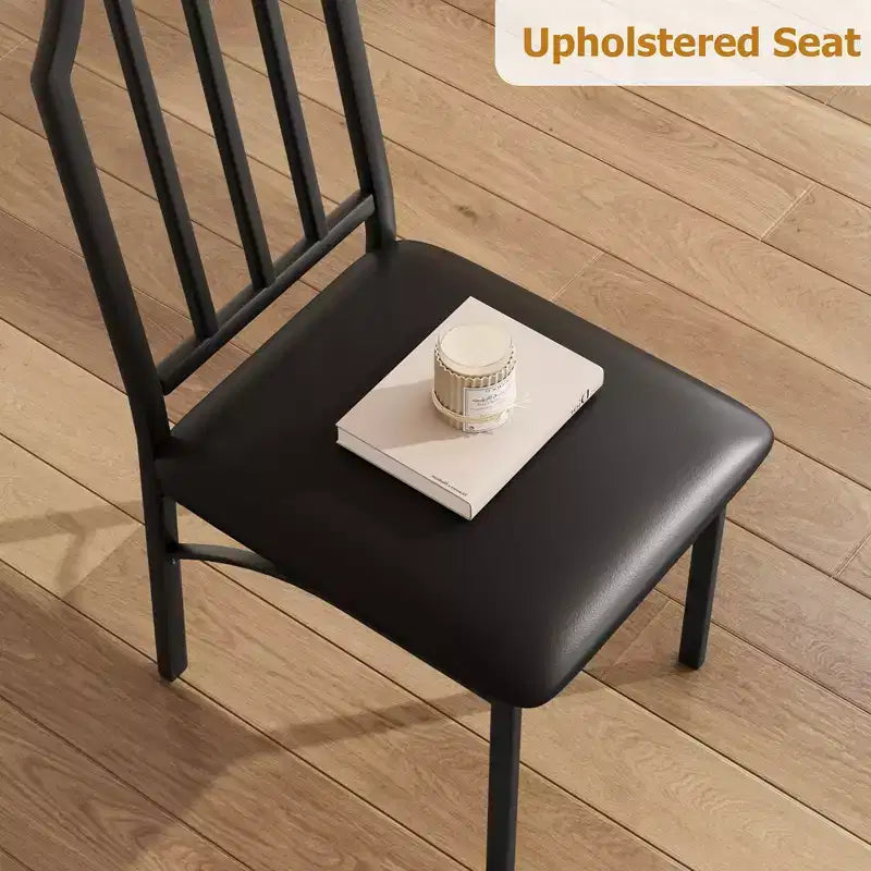 Ensemble table et chaises de salle à manger pour 4 personnes, table de cuisine et chaises pour 4 avec design chanfreiné, ensemble de salle à manger 5 pièces avec sièges coussinés
