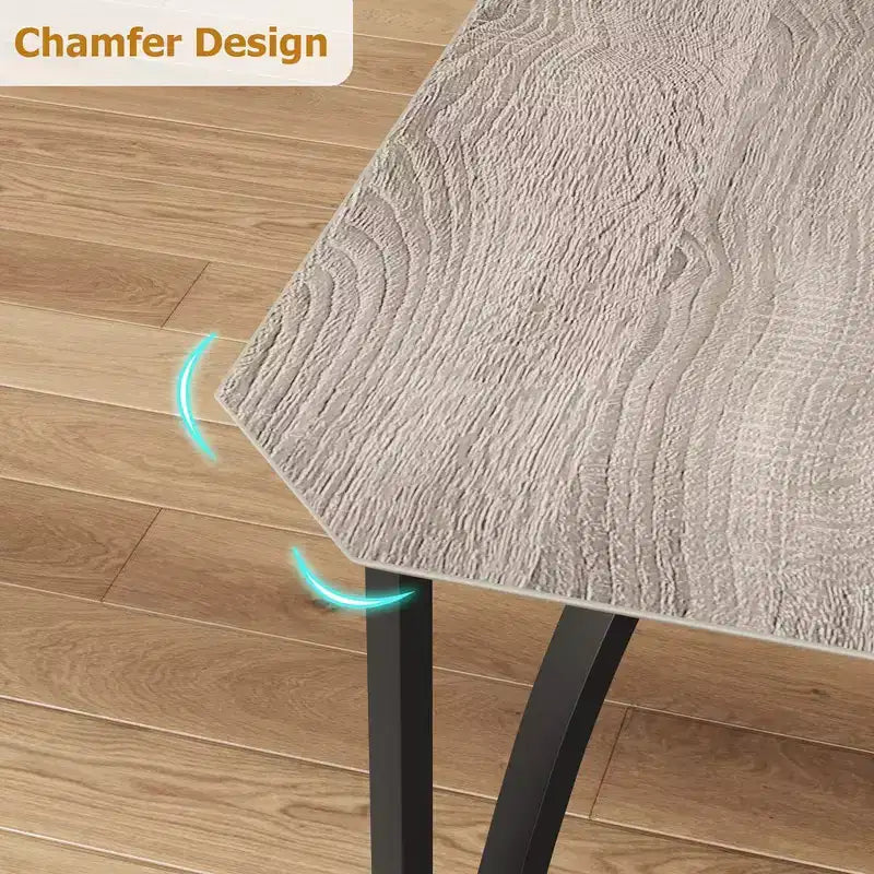 Ensemble table et chaises de salle à manger pour 4 personnes, table de cuisine et chaises pour 4 avec design chanfreiné, ensemble de salle à manger 5 pièces avec sièges coussinés