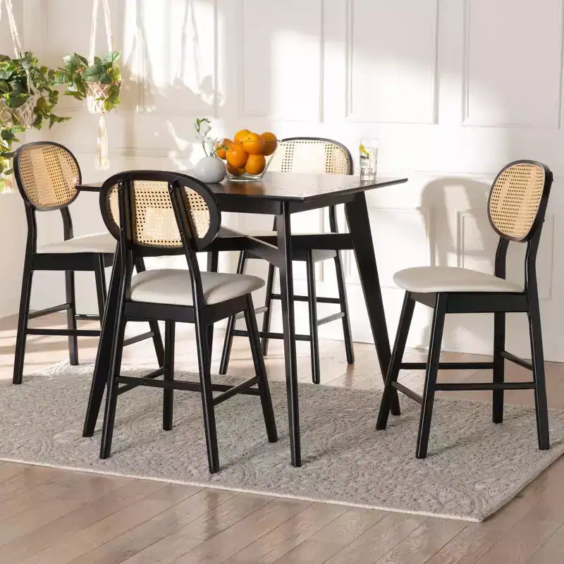 Baxton Studio Darrion Mid-Century Modern Wood 5-Piece Pub Set