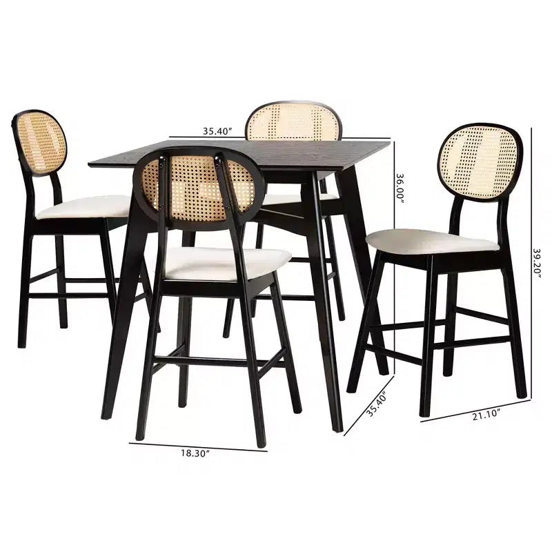 Ensemble de pub 5 pièces Baxton Studio Darrion en bois, style moderne du milieu du siècle