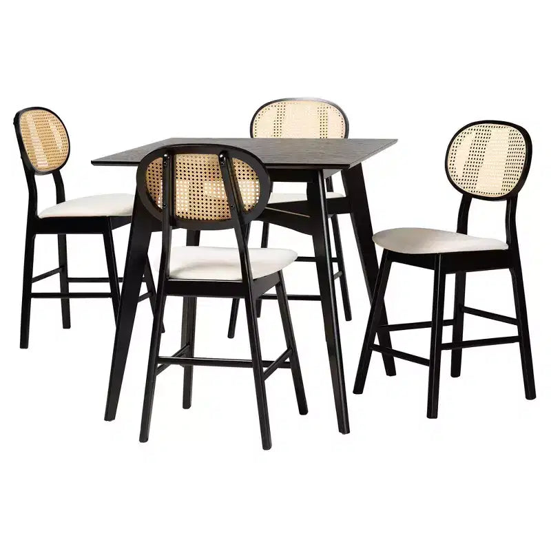 Ensemble de pub 5 pièces Baxton Studio Darrion en bois, style moderne du milieu du siècle