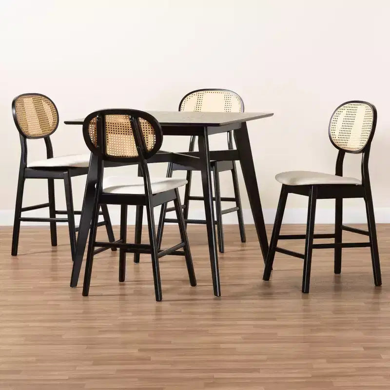 Ensemble de pub 5 pièces Baxton Studio Darrion en bois, style moderne du milieu du siècle