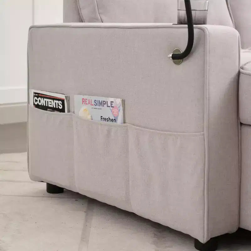 Hyleory Canapé d'angle convertible 3 places en velours de 208,8 cm