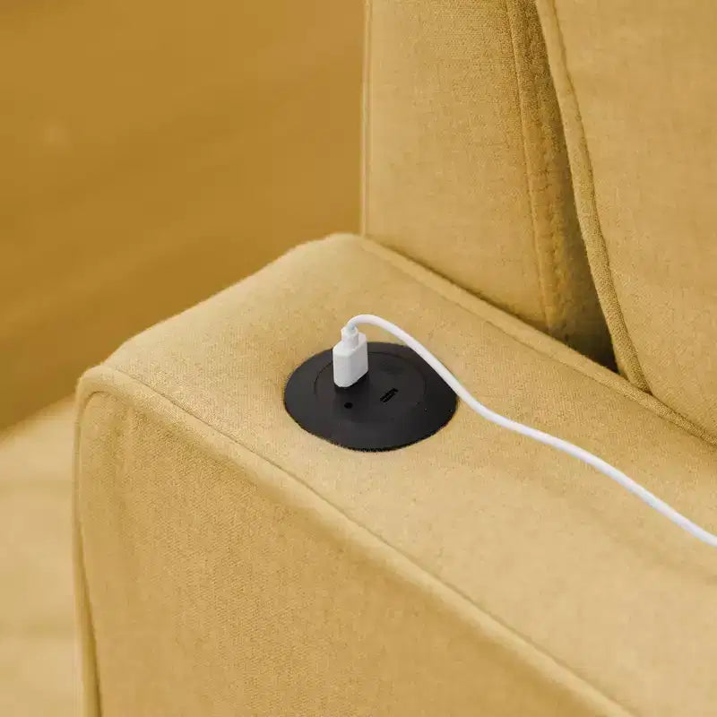 Hyleory Canapé d'angle convertible 3 places en velours de 208,8 cm