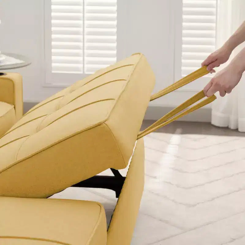 Hyleory Canapé d'angle convertible 3 places en velours de 208,8 cm