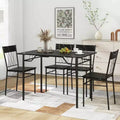 Costway 5PCS Dining Table Set for 4 Rectangular Kitchen Table & 4 Chairs with Metal Frame Cement Gray/Black