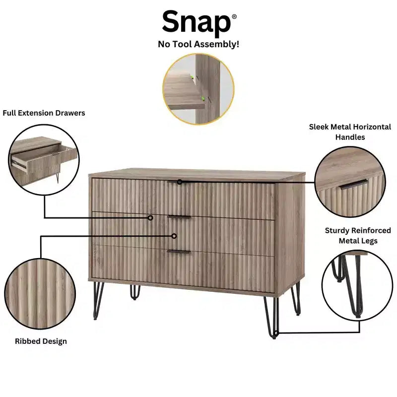 Ensemble commode 3 tiroirs et table de chevet 1 tiroir moderne Manhattan Comfort Dumbo 2 pièces