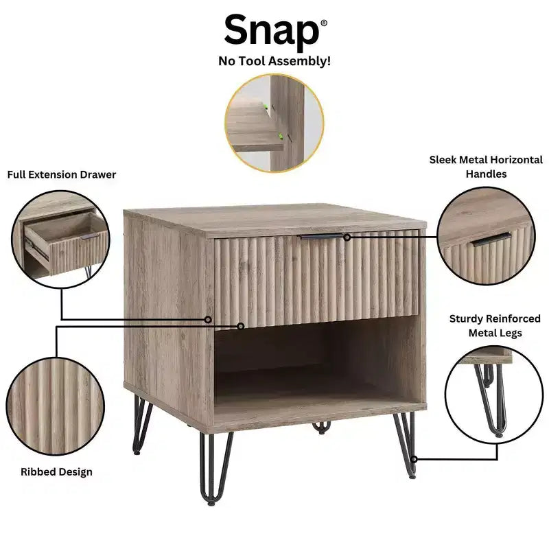 Ensemble commode 3 tiroirs et table de chevet 1 tiroir moderne Manhattan Comfort Dumbo 2 pièces
