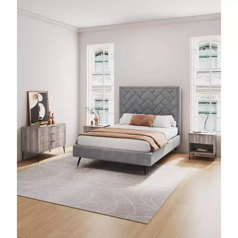Ensemble commode 3 tiroirs et table de chevet 1 tiroir moderne Manhattan Comfort Dumbo 2 pièces