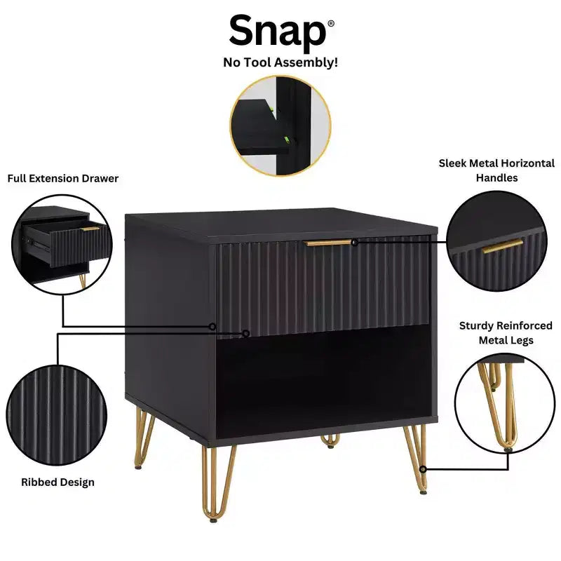 Ensemble commode 3 tiroirs et table de chevet 1 tiroir moderne Manhattan Comfort Dumbo 2 pièces