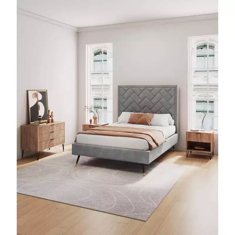 Ensemble commode 3 tiroirs et table de chevet 1 tiroir moderne Manhattan Comfort Dumbo 2 pièces