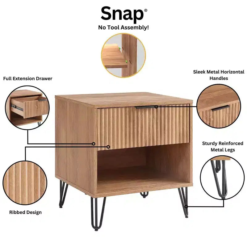 Ensemble commode 3 tiroirs et table de chevet 1 tiroir moderne Manhattan Comfort Dumbo 2 pièces