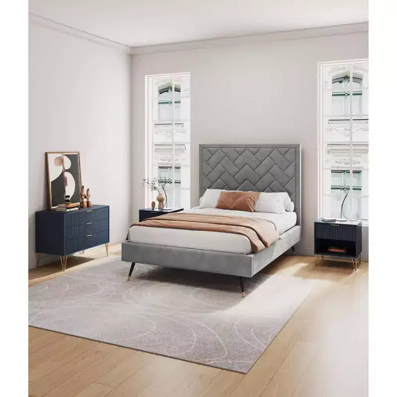 Ensemble commode 3 tiroirs et table de chevet 1 tiroir moderne Manhattan Comfort Dumbo 2 pièces