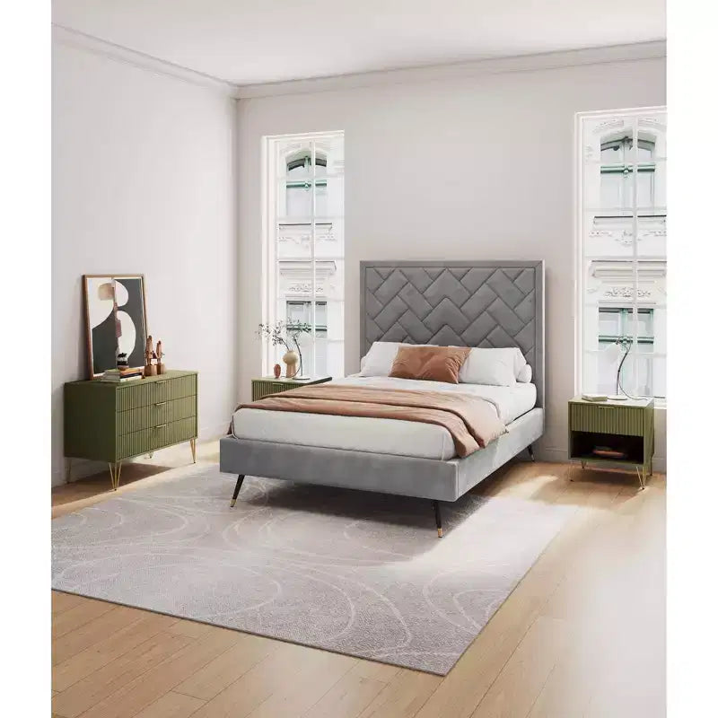 Ensemble commode 3 tiroirs et table de chevet 1 tiroir moderne Manhattan Comfort Dumbo 2 pièces